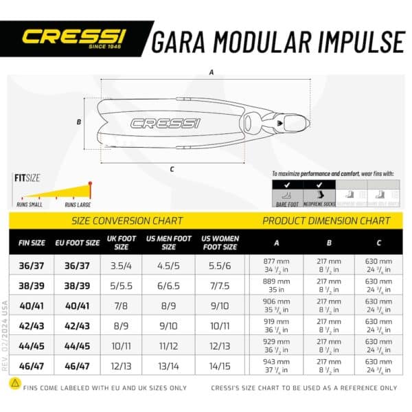 Cressi Gara Modular Impulse Blade Fins (white) - Image 6